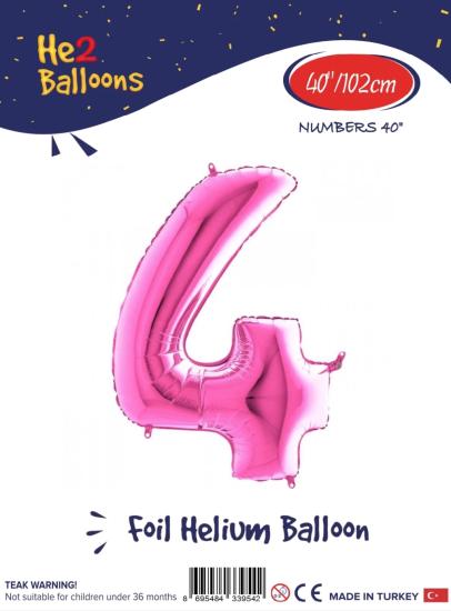 Toptan Rakam Folyo Balon 40 İnç Pembe-4