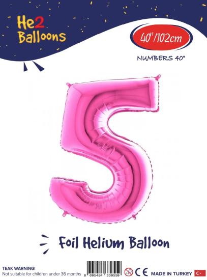 Toptan Rakam Folyo Balon 40 İnç Pembe-5