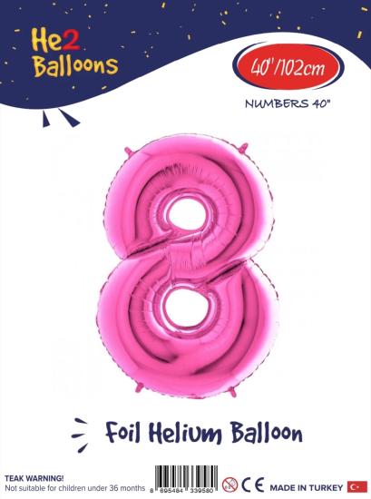 Toptan Rakam Folyo Balon 40 İnç Pembe-8