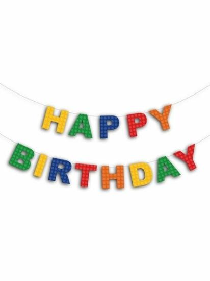 Toptan Renkli Bloklar Happy Birthday Zarf Banner