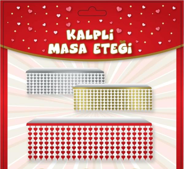Toptan Masa Eteği Kalpli Kırmızı