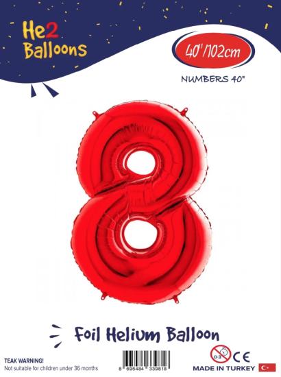 Toptan Rakam Folyo Balon 40 İnç Kırmızı-8