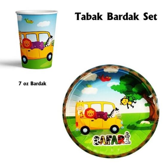 Toptan Orman Hayvanları Tabak Bardak Seti 8li
