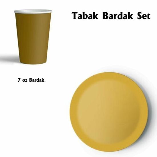 Toptan Gold Tabak Bardak Seti 8li