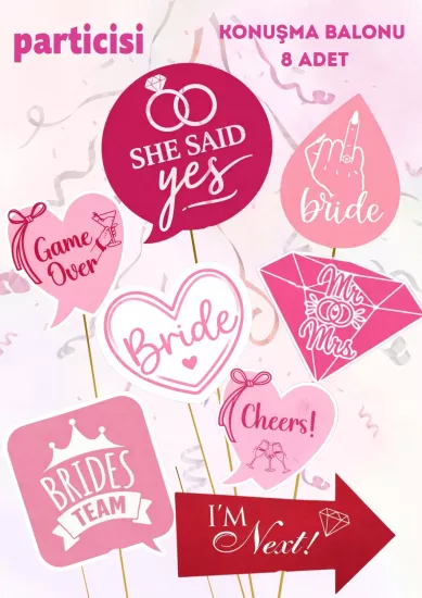 Toptan Konuşma Balonu Bride 8 adet