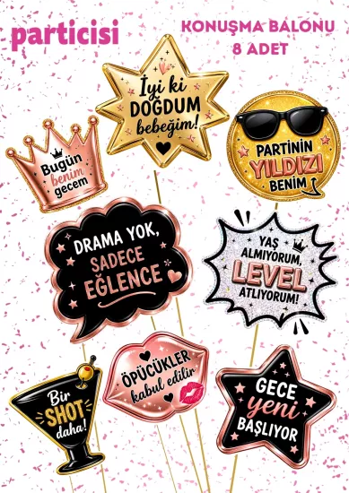 Toptan Konuşma Balonu Doğum Günü Yetişkin 8 adet