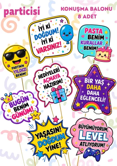 Toptan Konuşma Balonu Doğum Günü Çocuk 8 adet