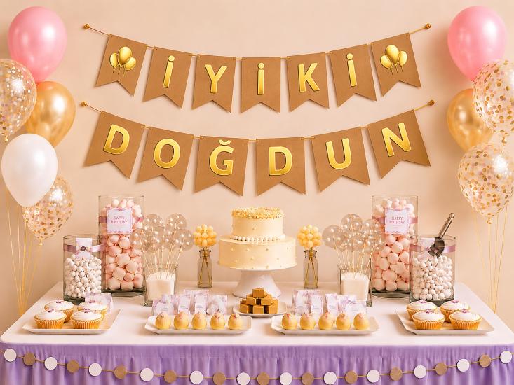 Toptan Kraft Üzeri Gold İyi Ki Doğdun Banner