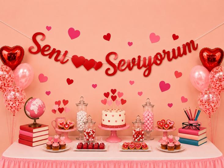 Toptan Kaligrafi Seni Seviyorum Kırmızı