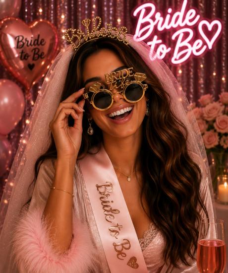Toptan Bride To Be Gözlük ve Taç Seti