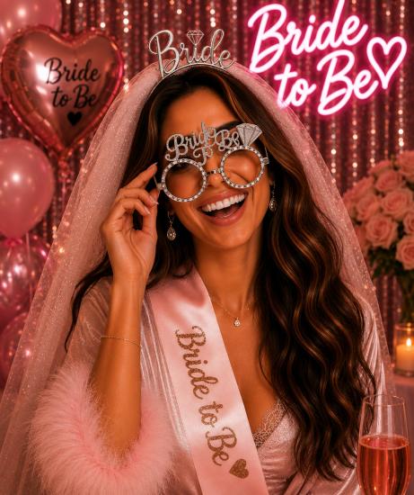 Toptan Bride Gözlük ve Taç Seti