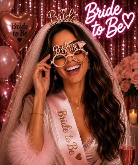 Toptan Bride Gözlük ve Taç Seti