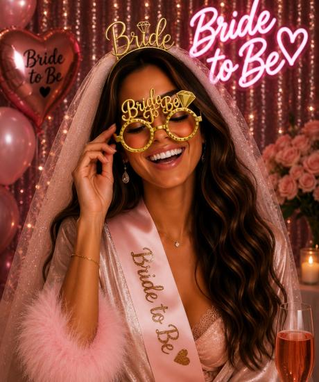 Toptan Bride Gözlük ve Taç Seti