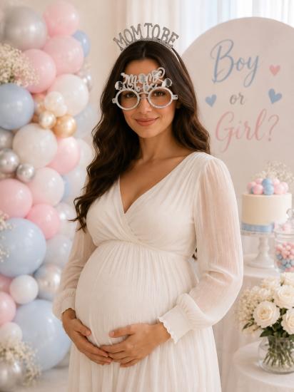 Toptan Taç ve Gözlük Seti Mom To Be Gümüş