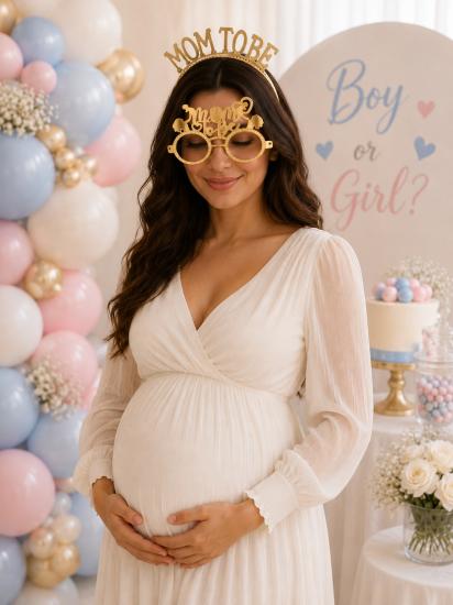 Toptan Taç ve Gözlük Seti Mom To Be Gold