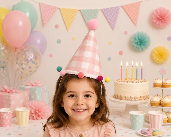 Toptan Ponponlu Ekoseli Şapka 17 cm Pembe