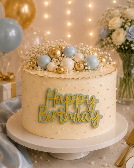 Toptan Pasta Önü Happy Birthday Sarı 7.5x4 cm