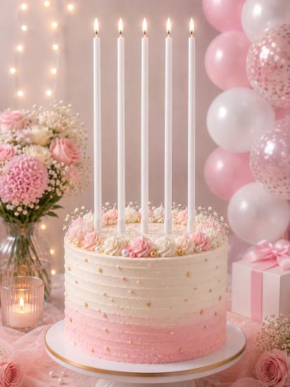 Toptan İnce Uzun Mum Metalik 20 cm 7li