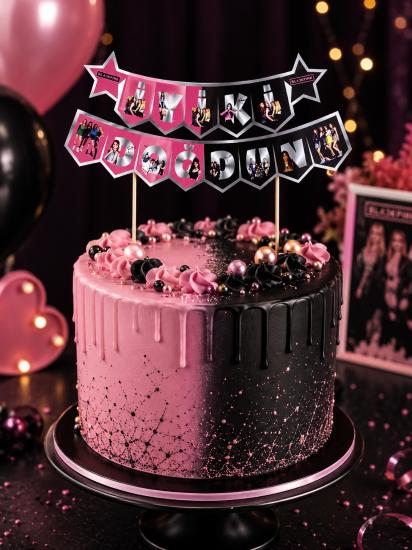 Toptan Pasta Üstü Banner İyiki Doğdun Black Pink