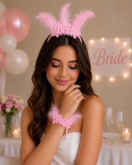 Toptan Bride To Be İncili Taç ve Bileklik Set