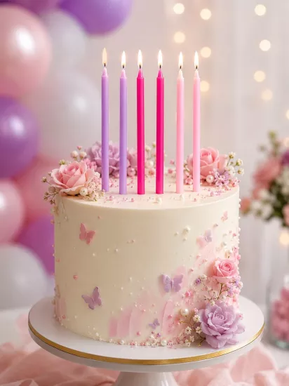Toptan 6lı Pembe Mum