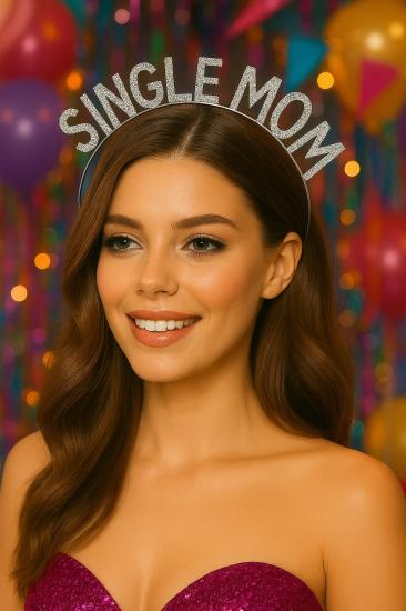 Toptan Taşlı Taç Single Mom Gümüş