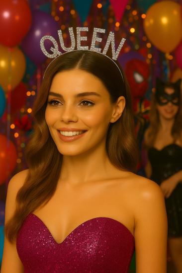 Toptan Taşlı Taç Queen Gümüş