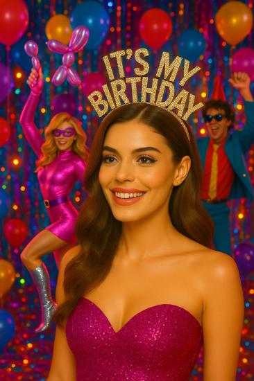 Toptan Taşlı Taç Its My Birthday Gold