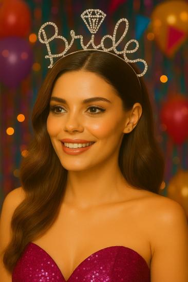 Toptan Taşlı Taç Bride Gümüş