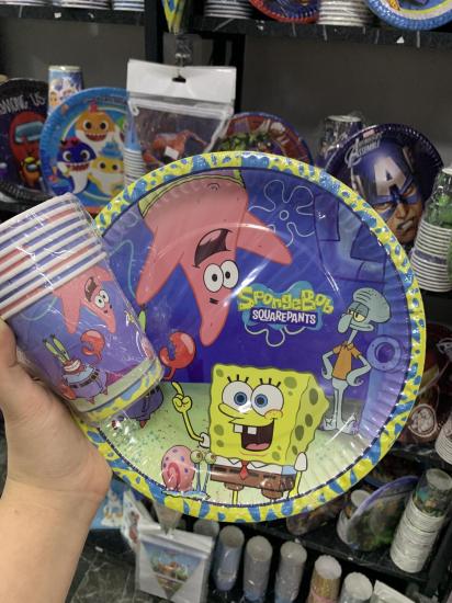 Toptan Süngerbob Tabak Bardak 8li