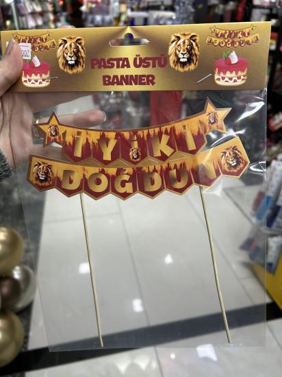 Toptan Pasta Üstü Banner İyiki Doğdun Sarı Kırmızı