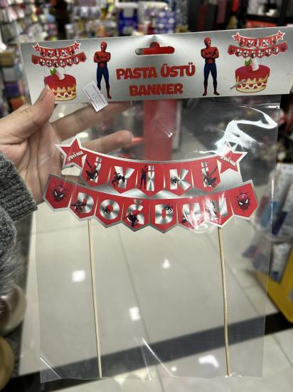 Toptan Pasta Üstü Banner İyiki Doğdun Örümcek Adam
