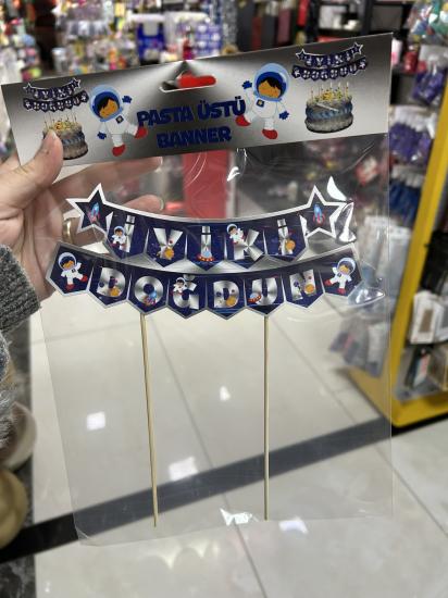 Toptan Pasta Üstü Banner İyiki Doğdun Uzay