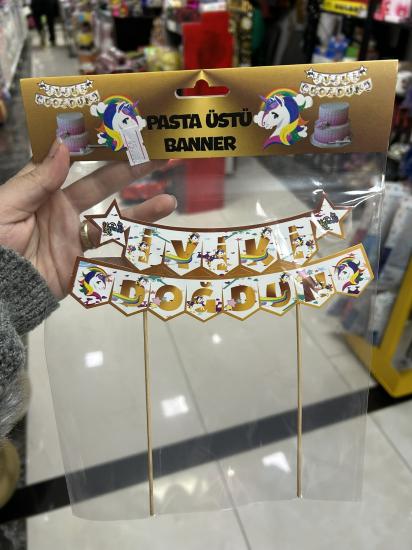 Toptan Pasta Üstü Banner İyiki Doğdun Unicorn
