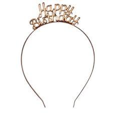 Toptan Metal Taç Happy Birthday Rosegold