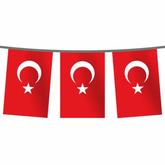 Toptan İpe Dizili Türk Bayrağı Orta Boy