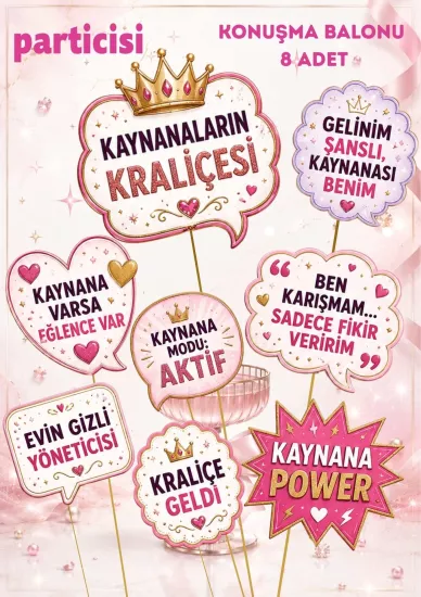 Toptan Konuşma Balonu Kaynana Partisi 8 adet