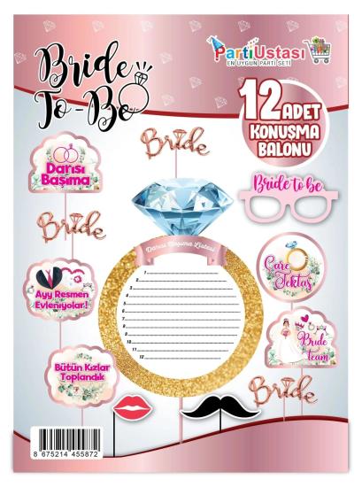 Toptan Konuşma Balonu Bride To Be 12 adet