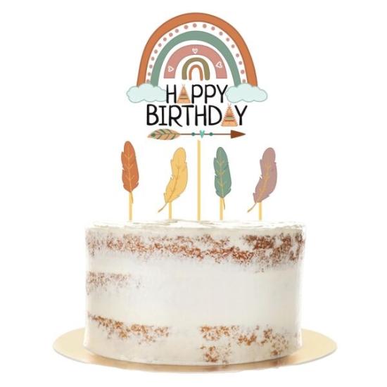 Toptan Pasta Kürdanı Lüks 5li Retro Happy Birthday B