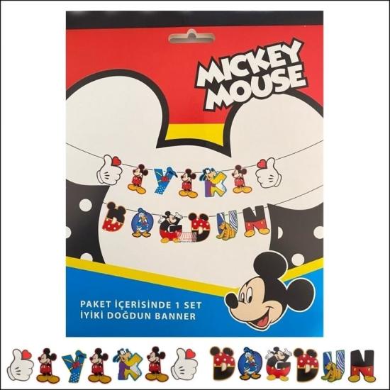 Toptan Mickey Mouse İyiki Doğdun Dekoratif Banner