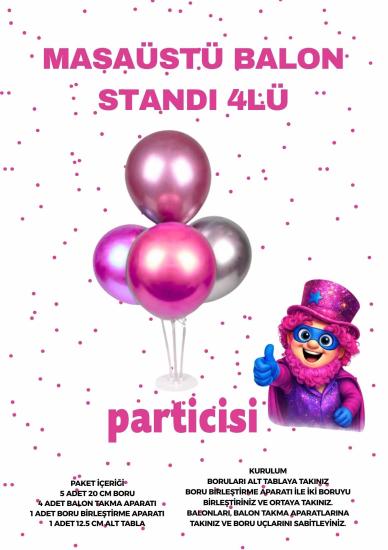 Toptan Balon Standı 4lü Masaüstü