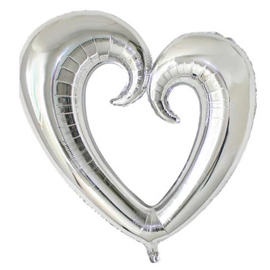 Toptan 40 inç Gümüş İçi Boş Kalp Folyo Balon