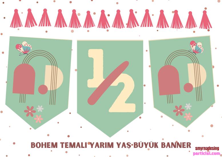 Toptan Bohem Retro 1/2 Ay Banner 