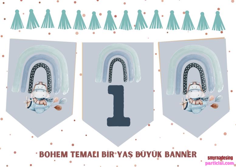 Toptan Bohem Retro 1 Yaş Banner 