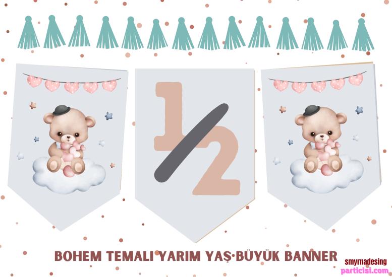Toptan Bohem Retro 1/2 Ay Banner 