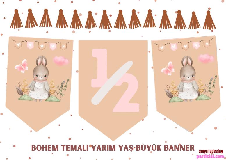 Toptan Bohem Retro 1/2 Ay Banner 