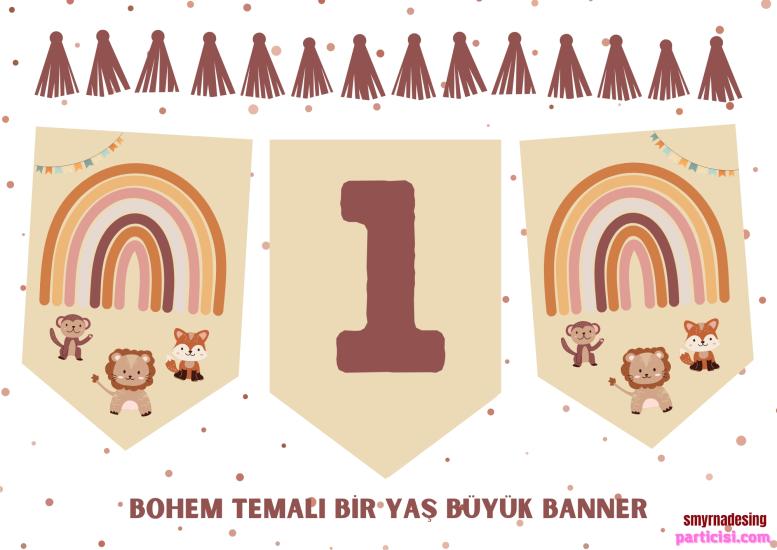 Toptan Bohem Retro 1 Yaş Banner 
