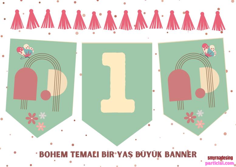 Toptan Bohem Retro 1 Yaş Banner 