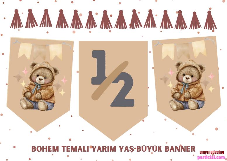 Toptan Bohem Retro 1/2 Ay Banner 