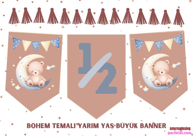 Toptan Bohem Retro 1/2 Ay Banner 